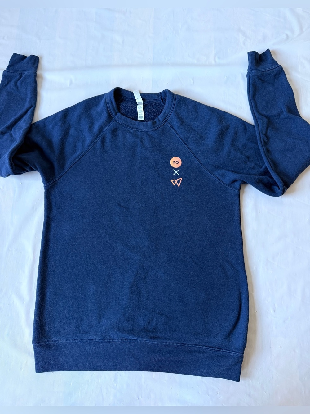 BELLA CANVAS Navy Blue Sweatshirt Fleece Raglan Crewneck Unisex size M RealmOne